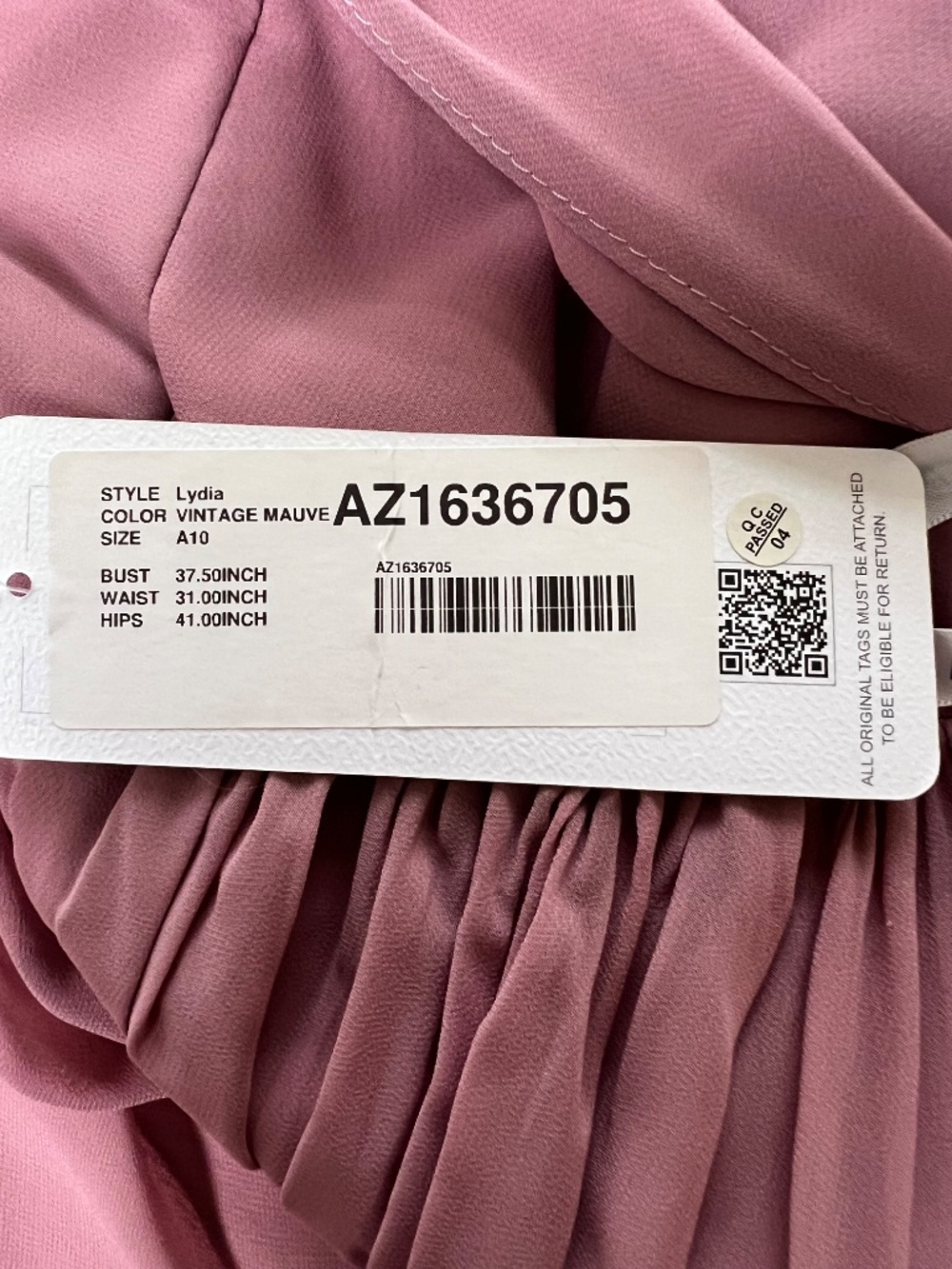 NWT - Azazie Lydia One Shoulder Dress in Vintage Mauve Sz A10 - Picture 12 of 15